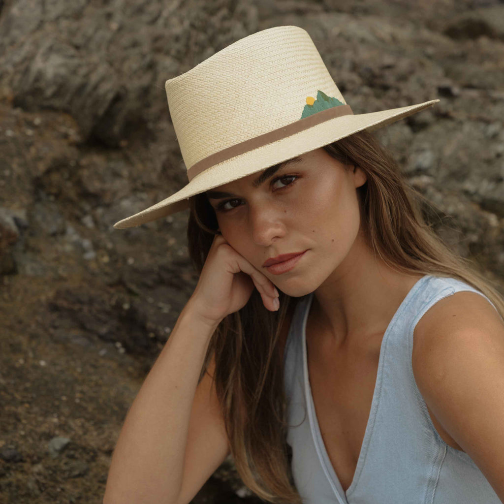 Freya Tan Hat with Blue and Brown Embroidery Freya X King Ranch Haven Hat – King Ranch Saddle Shop main image 2