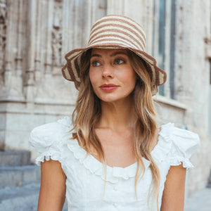 NEW FREYA striped scallop crochet bucket hat in olive sky Freya | Accessories | New Freya Striped Scallop Crochet  main image 4