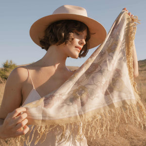 Vanilla Silk-Cashmere Fringed Bandana