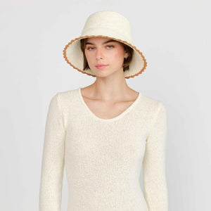 Shell Crochet Bucket, Natural / Butterscotch