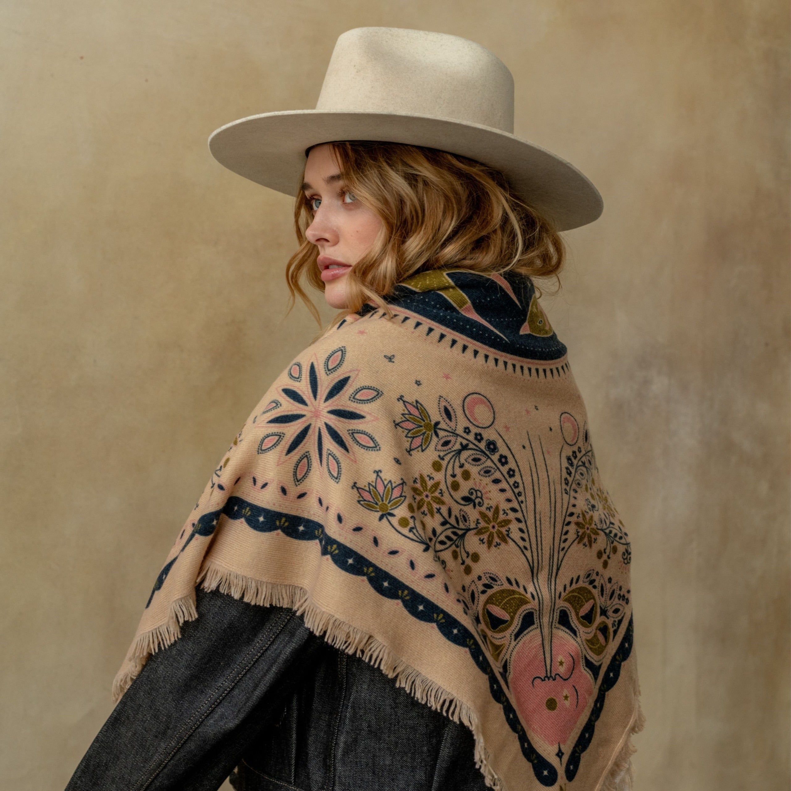 Celestial Bird Cashmere Bandana Sweater Wrap