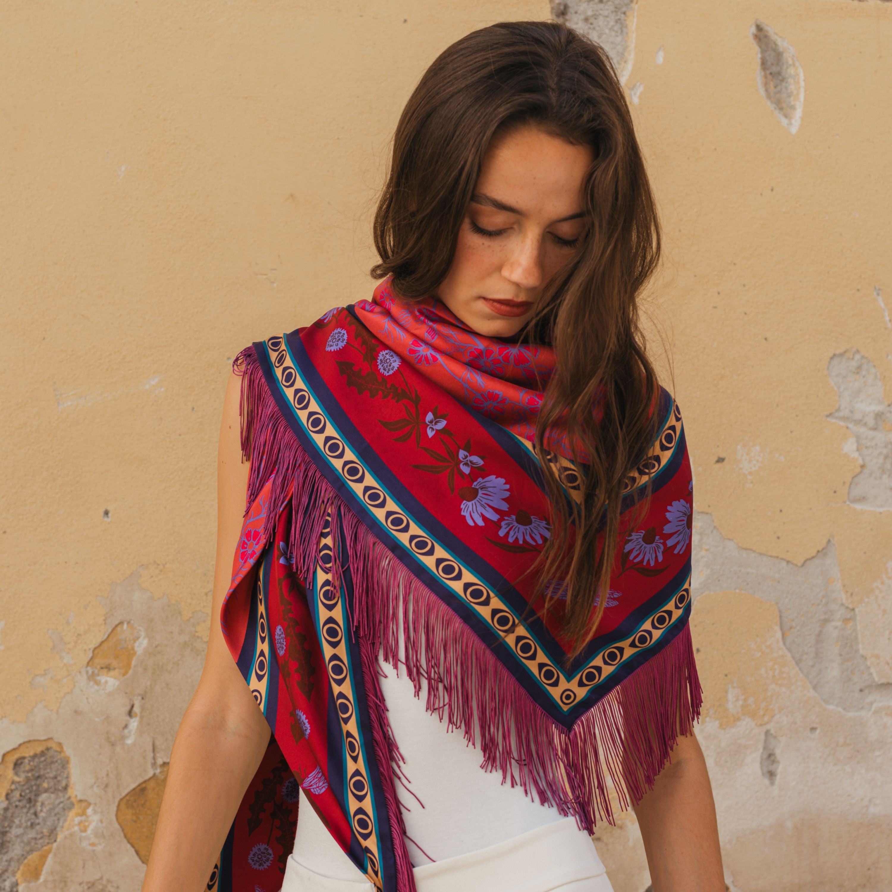Gaia Silk Fringe Bandana
